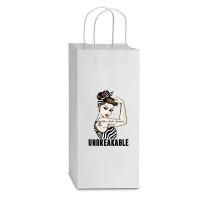 Womens Ehlers Danlos Syndrome Warrior Unbreakable Strong Woman V Neck Double Wine Paper Bag - 6 1/2 X 3 1/2 X 12 3/8 | Artistshot