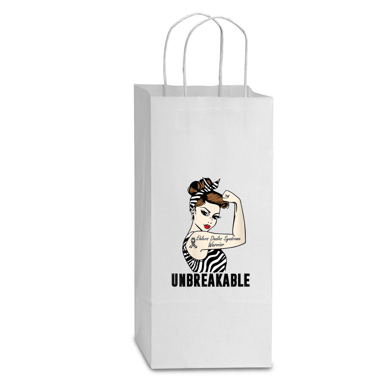 Womens Ehlers Danlos Syndrome Warrior Unbreakable Strong Woman V Neck Double Wine Paper Bag - 6 1/2 X 3 1/2 X 12 3/8 | Artistshot