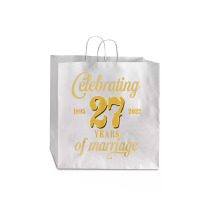 Celebrating 27 Years Of Marriage 27th Wedding Anniversary T Shirt Jumbo Paper Bag - 18 X 7 X 18 3/4 | Artistshot