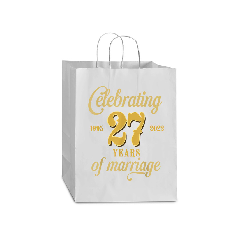 Celebrating 27 Years Of Marriage 27th Wedding Anniversary T Shirt Mart Paper Bag -13 x 7 x 17 by cm-arts | Artistshot