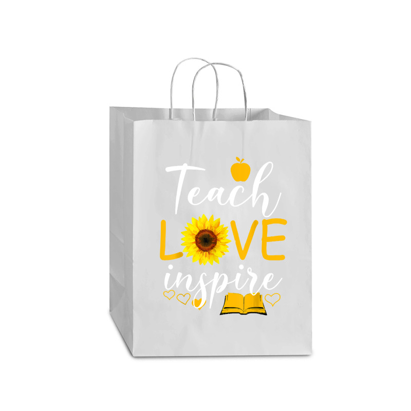 Teacher T  Shirt Teach Love And Inspire Shirt   Teacher Sunflower T  S Mart Paper Bag -13 X 7 X 17 | Artistshot