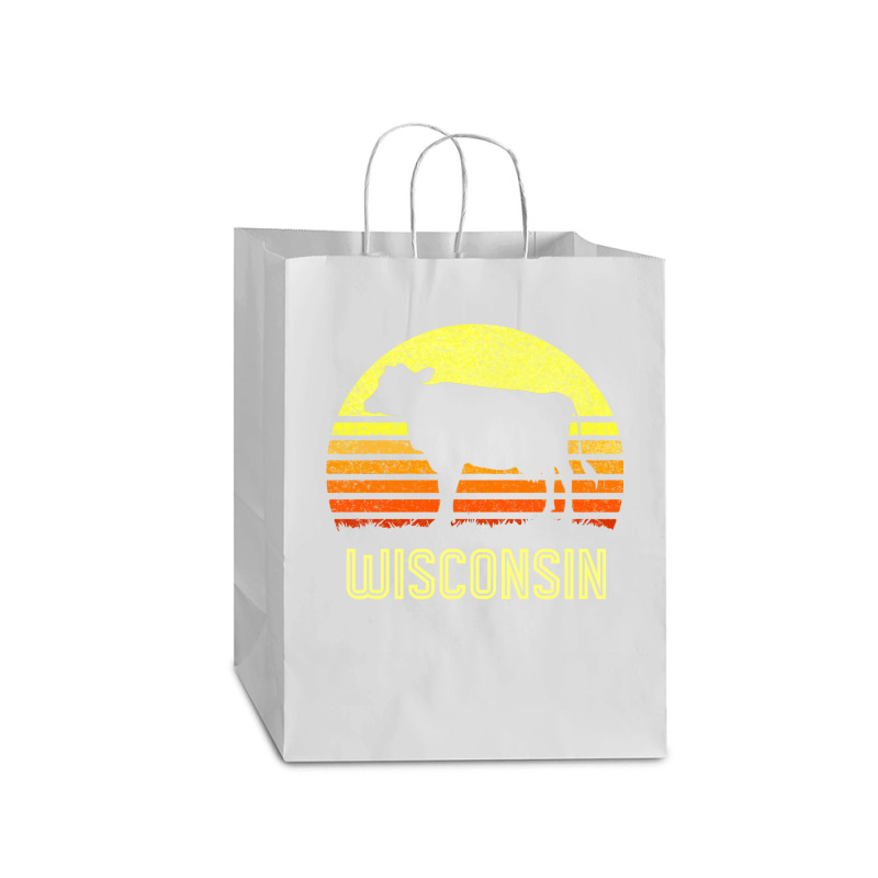 Wisconsin Dairy Cow Retro Farming Sunset Vintage Farmer Gift Sweatshir Mart Paper Bag -13 X 7 X 17 | Artistshot