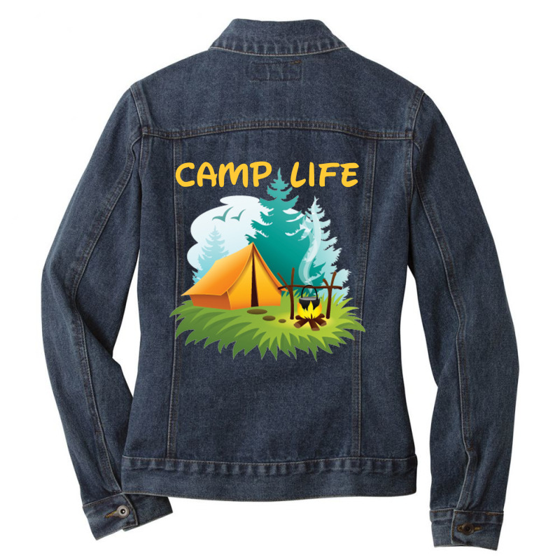 Camp Life Ladies Denim Jacket by hoainv | Artistshot