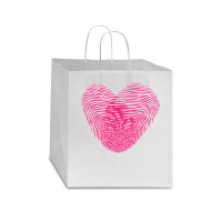 Fingerprint Pink Heart Valentines Day Star Paper Bag - 13 X 7 X 13 | Artistshot