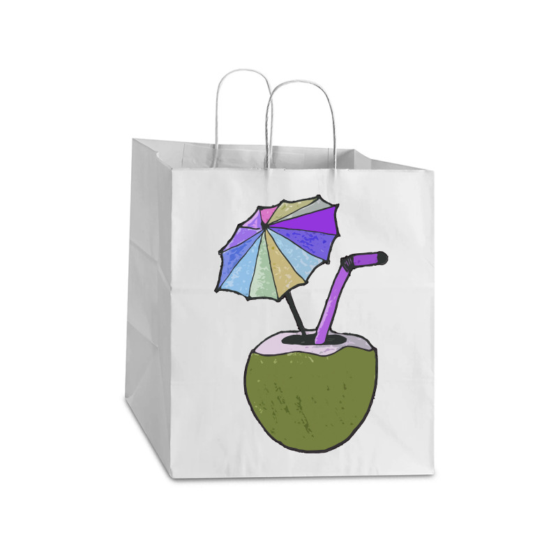 Coconut Drink With Umbrella T  Shirt1455 Take Out Paper Bag - 14 X 10 X 15 1/2 | Artistshot