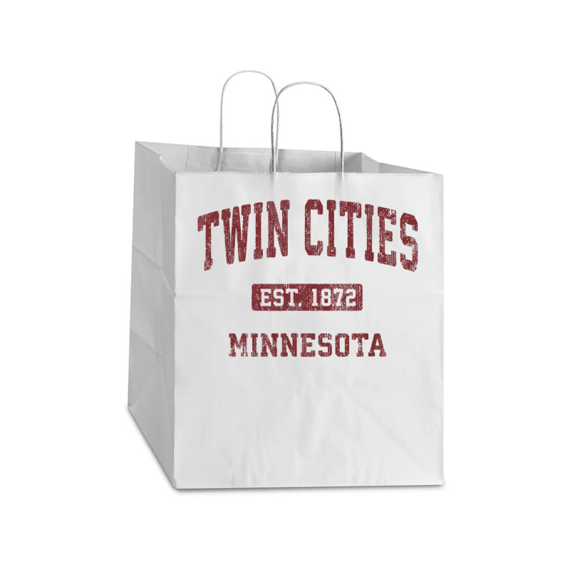 Twin Cities Minnesota Mn Vintage Athletic Sports Design Take Out Paper Bag - 14 X 10 X 15 1/2 | Artistshot