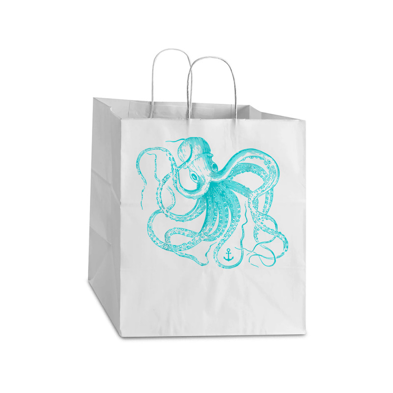 Octopus Cool Vintage Marine Biologist Ocean Sea Life 2 Take Out Paper Bag - 14 X 10 X 15 1/2 | Artistshot