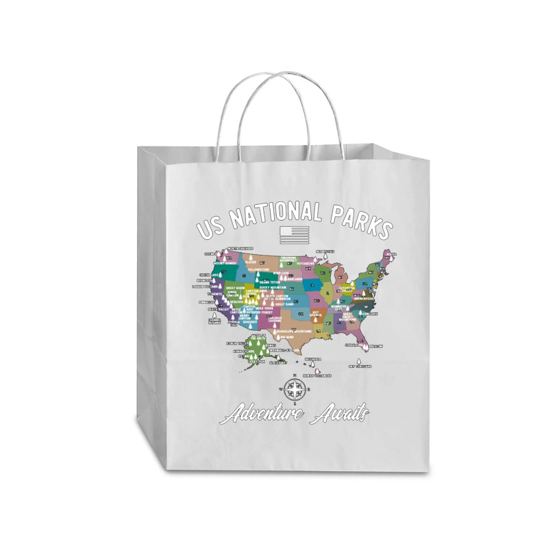 Us National Parks Map, National Park, Us National Parks Map Art, Us Na Traveler Paper Bag -13 X 6 X 15 3/4 | Artistshot