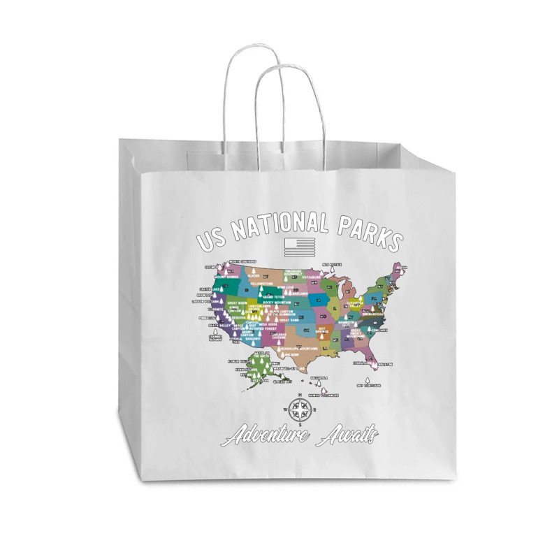 Us National Parks Map, National Park, Us National Parks Map Art, Us Na Vogue Paper Bag - 16 X 6 X 12 | Artistshot