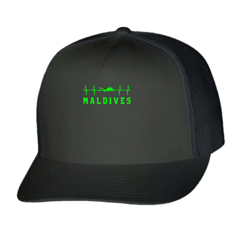 Maldives Scuba Diving Maldives Souvenir Heartbeat Diving T Shirt Trucker Cap | Artistshot