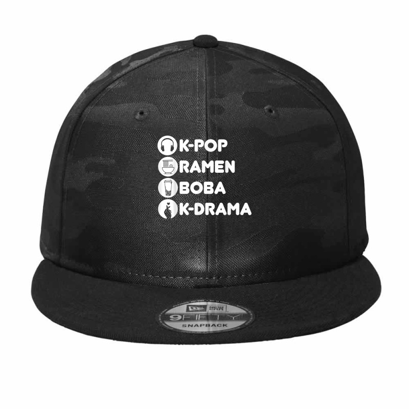 K Pop Ramen Boba K Drama Korean T Shirt Camo Snapback | Artistshot