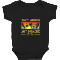 Vintage Sunset Family Vacation 2022 Lost Paradise Beach Raglan Basebal Baby Bodysuit | Artistshot