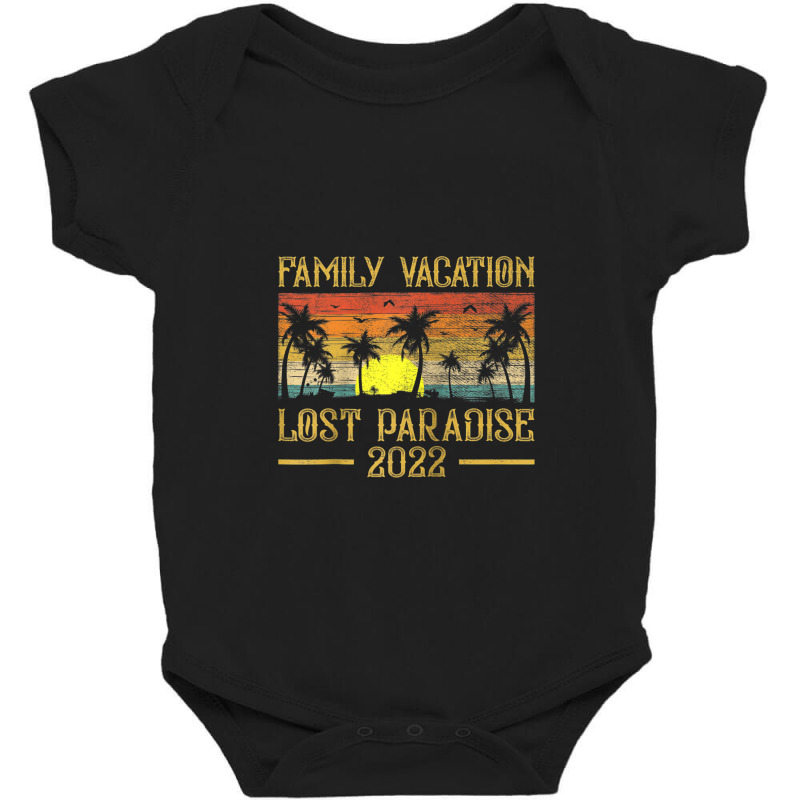 Vintage Sunset Family Vacation 2022 Lost Paradise Beach Raglan Basebal Baby Bodysuit by Tiktify | Artistshot