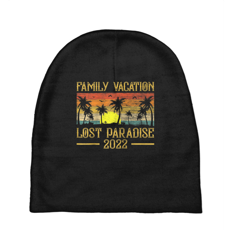 Vintage Sunset Family Vacation 2022 Lost Paradise Beach Raglan Basebal Baby Beanies by Tiktify | Artistshot