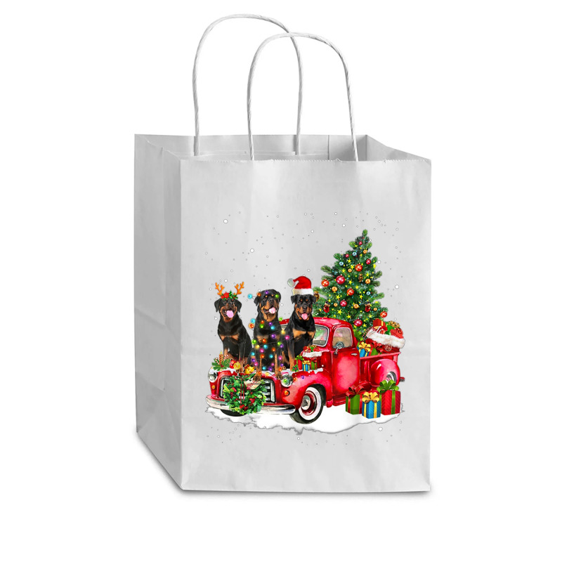 3 Rottweiler Truck Christmas Light Tree Reindeer Santa Xmas Cub Paper Bag - 8 X 4 1/2 X 10 1/4 | Artistshot