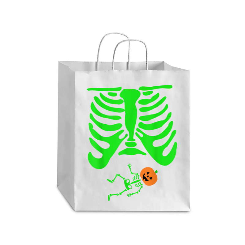 Halloween Green Skeleton X Ray Pregnant Jack O Lantern Debie Paper Bag - 10 X 5 X 13 | Artistshot