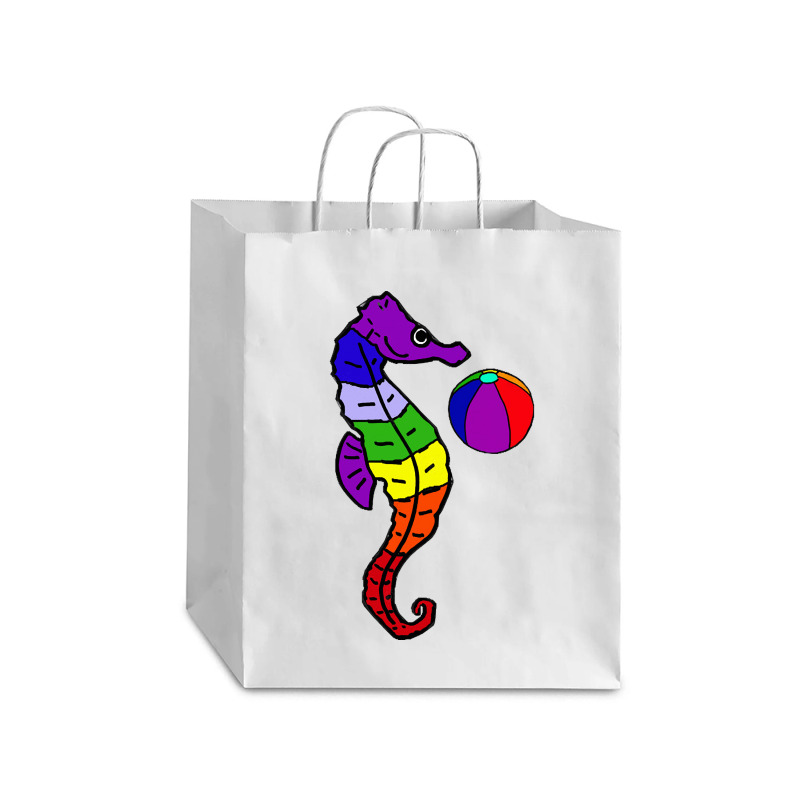 Cool Seahorse And Beach, Cool Seahorse And Beach Art,cool Seahorse And Debie Paper Bag - 10 X 5 X 13 | Artistshot