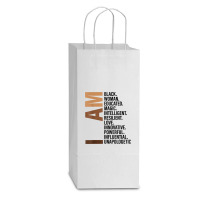 I Am Black Woman Drippin Melanin Black History Month Gift Funny Men Double Wine Paper Bag - 6 1/2 X 3 1/2 X 12 3/8 | Artistshot