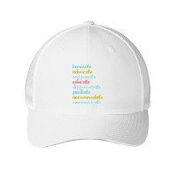 Laminate Advocate Caffeinate Educate T Shirt Mesh Cap | Artistshot