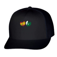 Pakistan Spain Heart Spanish Flag Pakistani Flag Love Heart T Shirt Trucker Cap | Artistshot