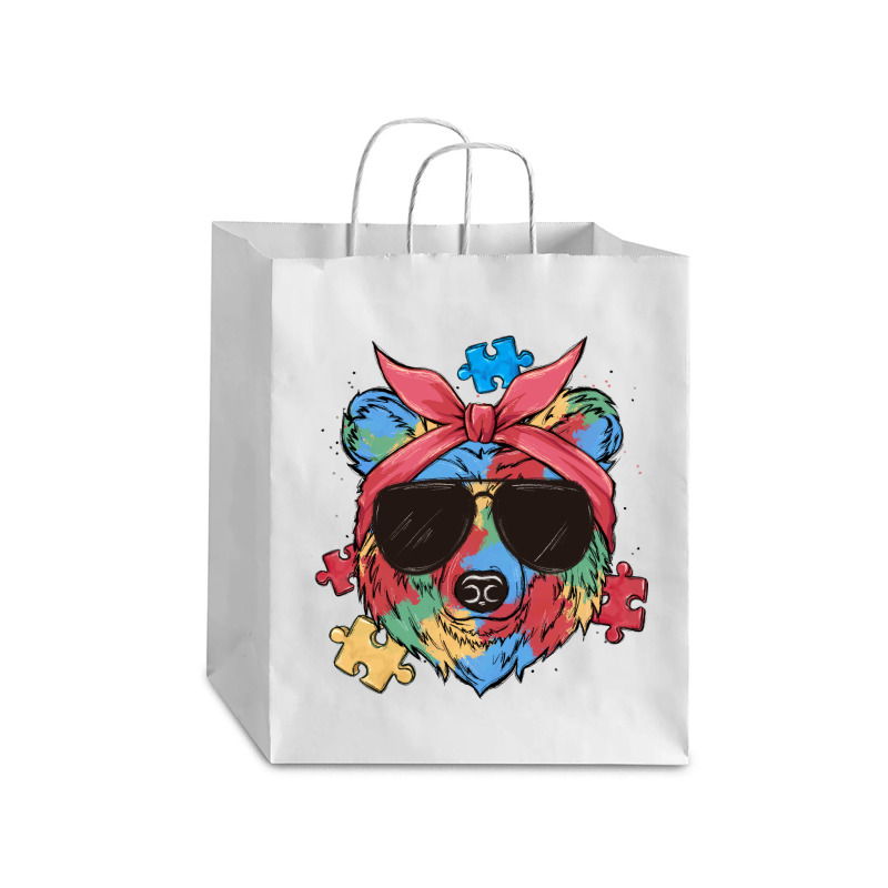 Autism Awareness Bear Debie Paper Bag - 10 X 5 X 13 | Artistshot