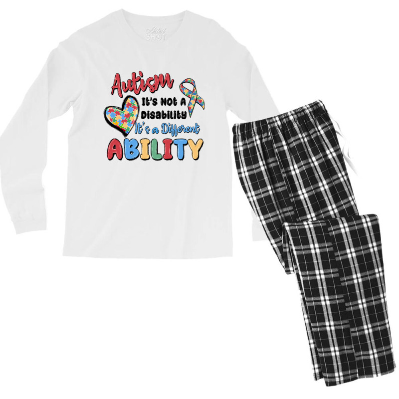 Autism It's Not A Disability It's A Different Abil Men's Long Sleeve Pajama Set | Artistshot