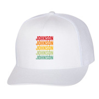 Johnson County, Nebraska, Rainbow Text Design T Shirt Trucker Cap | Artistshot