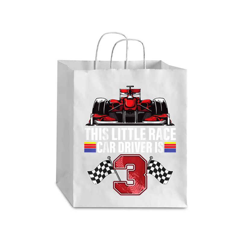 Kids 3 Year Old Race Car Birthday Formula 3rd Racing Party Gift Debie Paper Bag - 10 X 5 X 13 | Artistshot