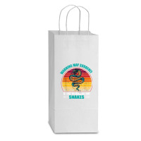 Warning May Suddenly Start Talking About Snakes Retro Snake Double Wine Paper Bag - 6 1/2 X 3 1/2 X 12 3/8 | Artistshot