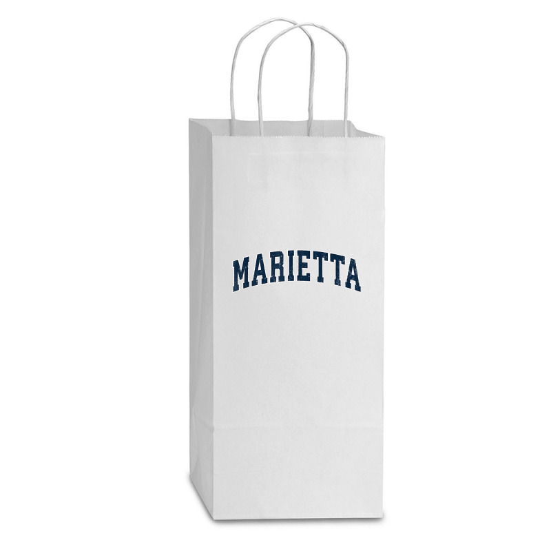 Marietta Georgia Ga Vintage Sports Design Navy Design T Shirt Double Wine Paper Bag - 6 1/2 X 3 1/2 X 12 3/8 | Artistshot