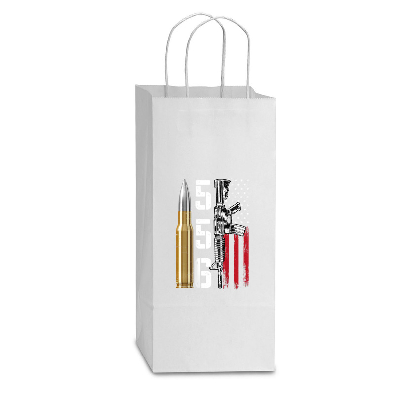 Ar-15 American Flag, Ar15 Rifle Sling Gift Gun Owner Back Double wine Paper Bag - 6 1/2 x 3 1/2 x 12 3/8 by rayhenault | Artistshot