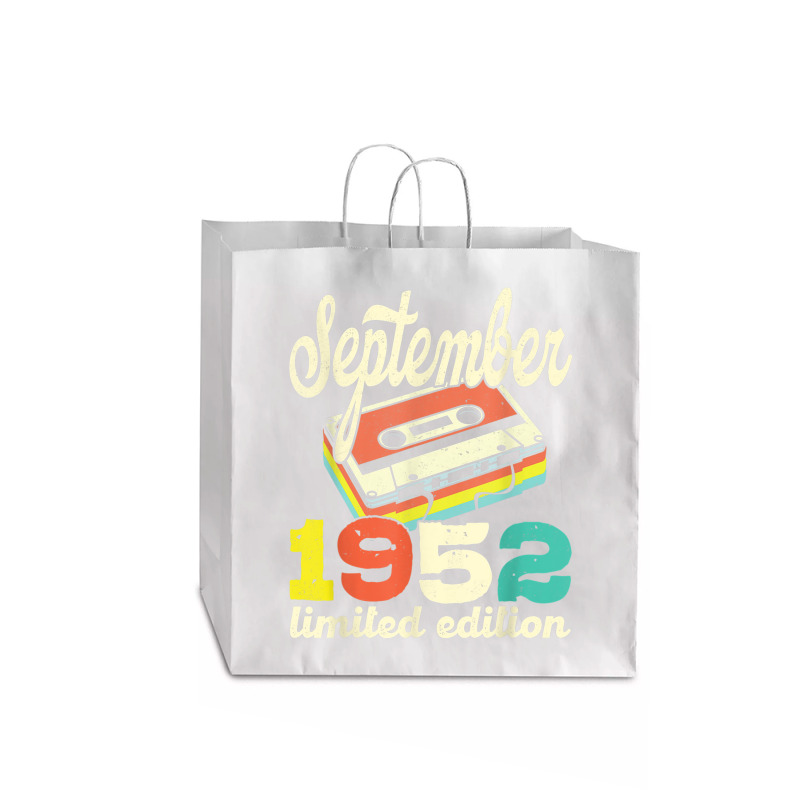 70th Birthday September 1952 Retro Cassette Limited Edition Jumbo Paper Bag - 18 X 7 X 18 3/4 | Artistshot