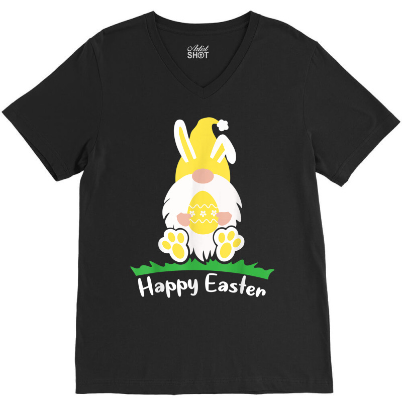 Yellow Easter Bunny Gnome V-neck Tee | Artistshot