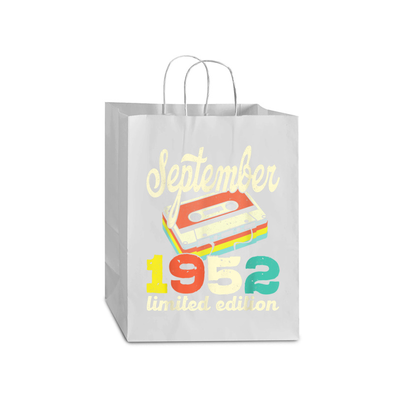 70th Birthday September 1952 Retro Cassette Limited Edition Mart Paper Bag -13 X 7 X 17 | Artistshot