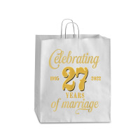 Celebrating 27 Years Of Marriage 27th Wedding Anniversary T Shirt Queen Paper Bag - 16 X 6 X 19 1/4 | Artistshot