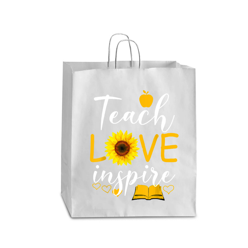 Teacher T  Shirt Teach Love And Inspire Shirt   Teacher Sunflower T  S Queen Paper Bag - 16 X 6 X 19 1/4 | Artistshot