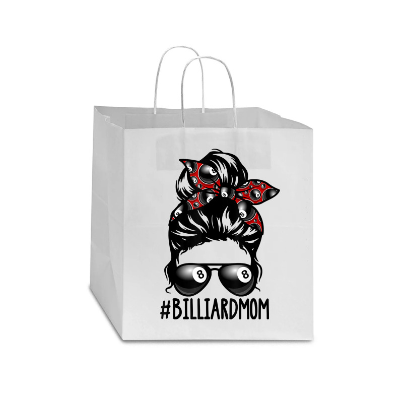 Billiard Ball Mom Billiard Player Bandana Mom Messy Bun Hair Star Paper Bag - 13 X 7 X 13 | Artistshot