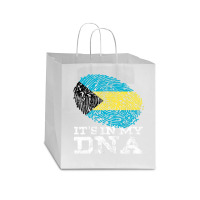 It's In My Dna Bahamian Gifts Fingerprint Proud Bahamas Flag Star Paper Bag - 13 X 7 X 13 | Artistshot