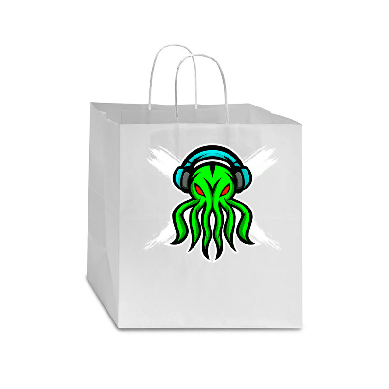 Skull Octopus Music Lover T  Shirt Skull Octopus Music Lover T  Shirt Star Paper Bag - 13 X 7 X 13 | Artistshot