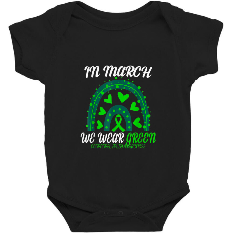 Rainbow In March We Wear Green Cerebral Palsy Awareness Baby Bodysuit | Artistshot