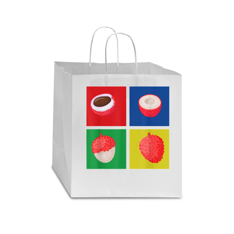 Retro Lychee Apparel Tropical Litchi Chinensis Fruit Lover T Shirt Star Paper Bag - 13 X 7 X 13 | Artistshot