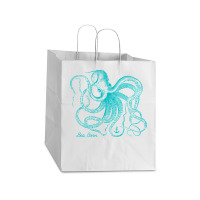 Octopus Cool Vintage Marine Biologist Ocean Sea Life 4 Take Out Paper Bag - 14 X 10 X 15 1/2 | Artistshot