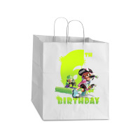 Splatoon Inkling 6th Birthday Green Splatter Portrait Take Out Paper Bag - 14 X 10 X 15 1/2 | Artistshot