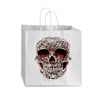 Skull T  Shirt Big Carved Red And White Skeleton Skull Head T  Shirt Vogue Paper Bag - 16 X 6 X 12 | Artistshot