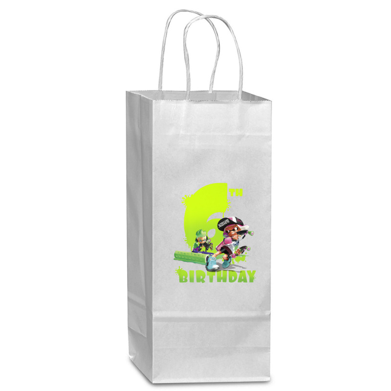 Splatoon Inkling 6th Birthday Green Splatter Portrait Wine Paper Bag - 5 1/2 X 3 1/4 X 13 | Artistshot