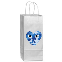 Heart With Eyes Blue Camo Wine Paper Bag - 5 1/2 X 3 1/4 X 13 | Artistshot