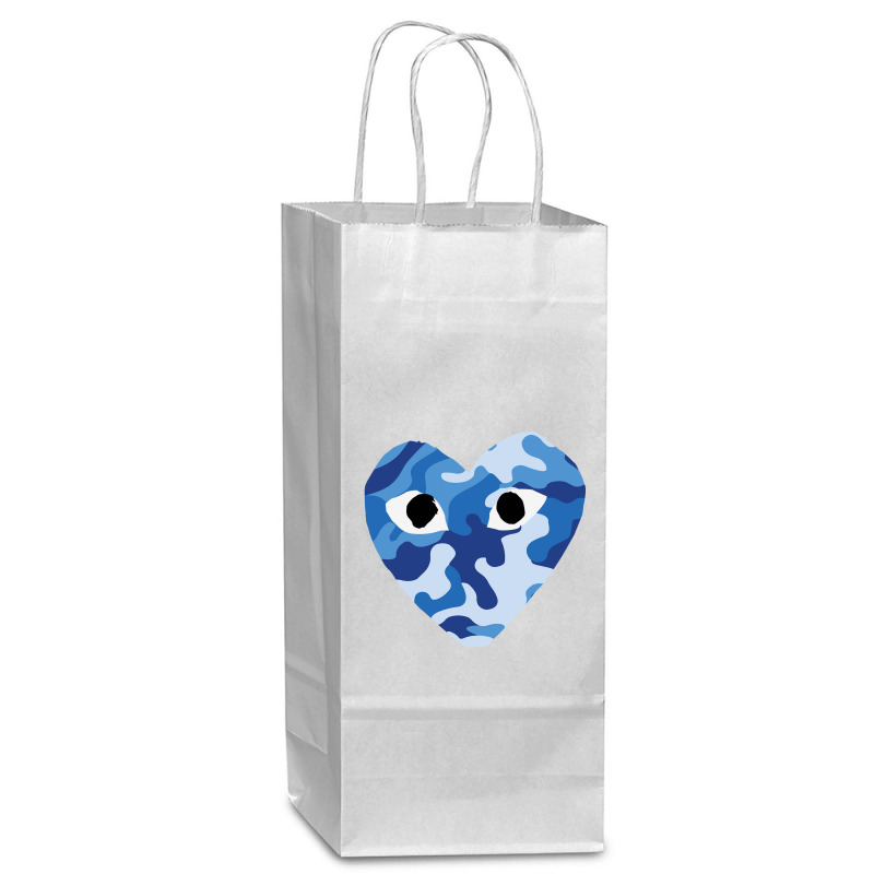 Heart With Eyes Blue Camo Wine Paper Bag - 5 1/2 X 3 1/4 X 13 | Artistshot