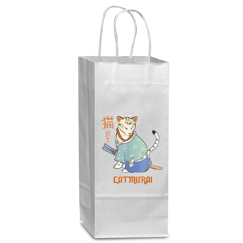 Cat Samurai Catmurai Japanese Warrior Funny Cats With Katana Wine Paper Bag - 5 1/2 X 3 1/4 X 13 | Artistshot