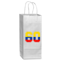 60th Birthday Colombian 60 Years Old Number 60 Colombia Flag Wine Paper Bag - 5 1/2 X 3 1/4 X 13 | Artistshot