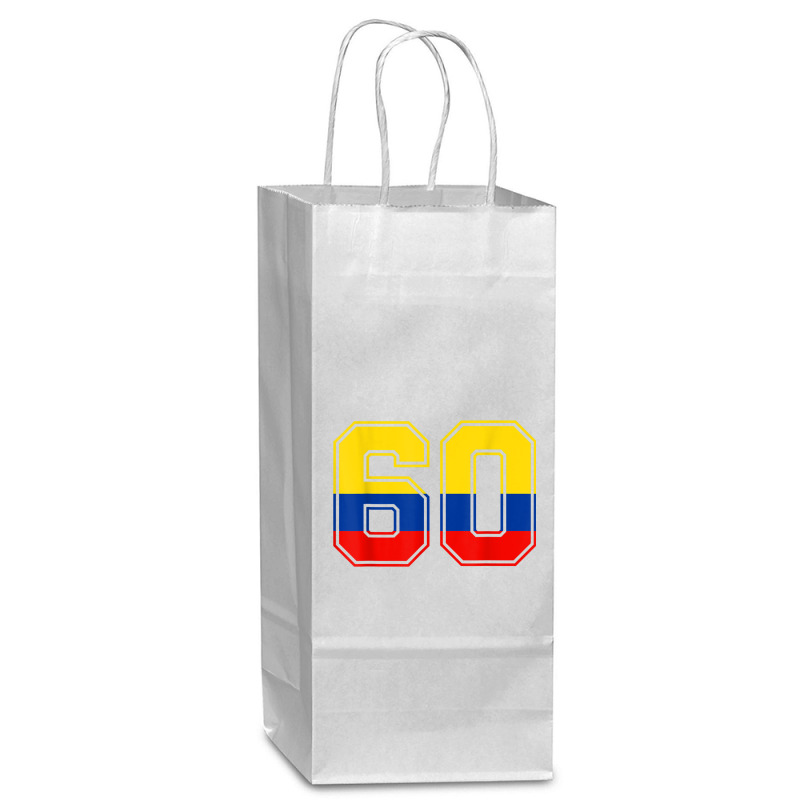 60th Birthday Colombian 60 Years Old Number 60 Colombia Flag Wine Paper Bag - 5 1/2 X 3 1/4 X 13 | Artistshot